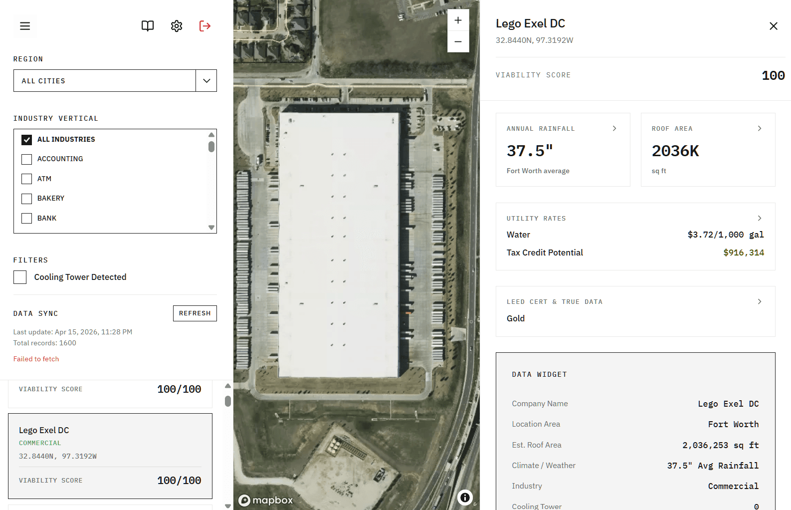 NexDrop — satellite imagery ROI scoring app